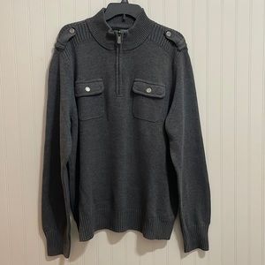 Apt. 9 1/4 zip Military Sweater dark gray in XL